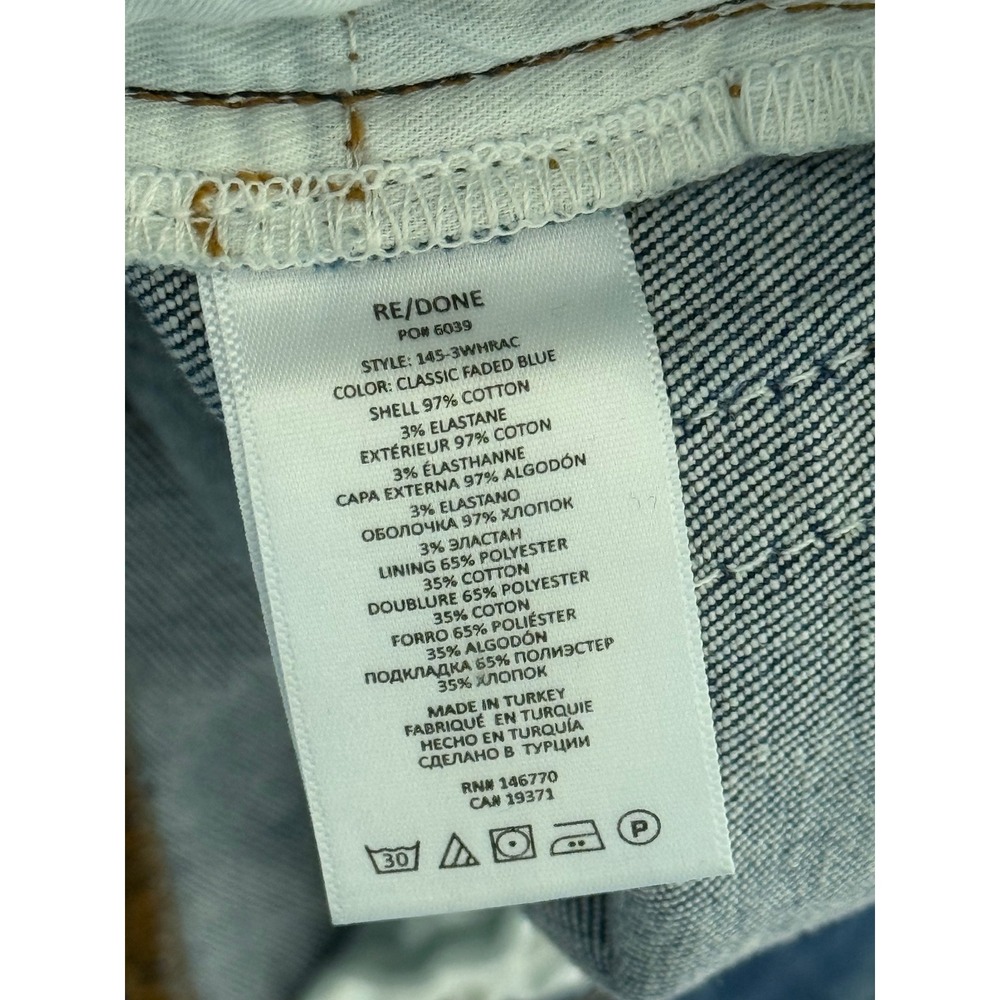 RE/DONE 90s High Rise Ankle Skinny Jeans Faded Blue 27 Button Fly Model Off-Duty - Picture 8 of 8
